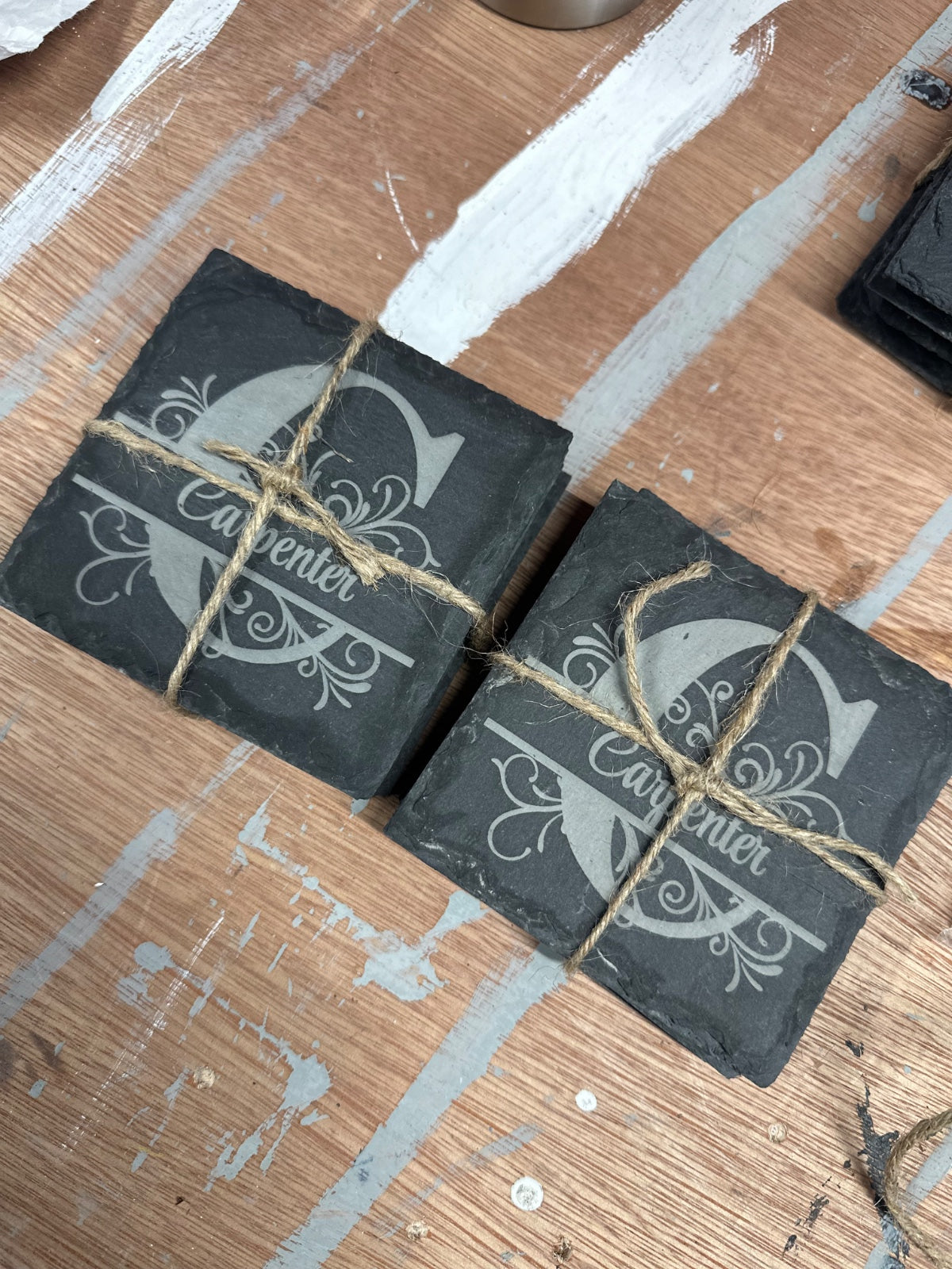 Personalized Custom Laser Engraved  Slate Coasters