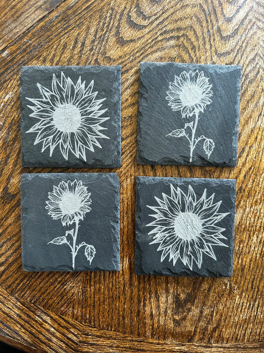 Personalized Custom Laser Engraved  Slate Coasters