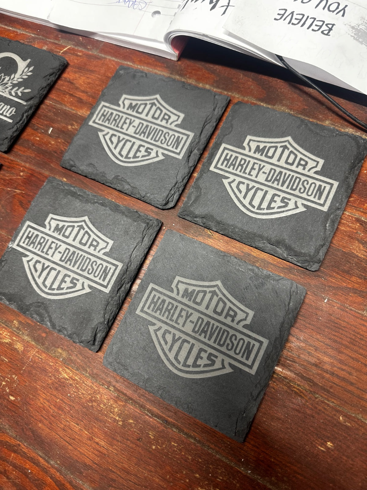 Personalized Custom Laser Engraved  Slate Coasters