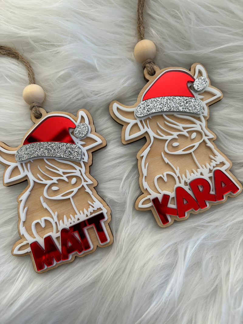 HIGHLAND COW PERSONALIZED ORNAMENT