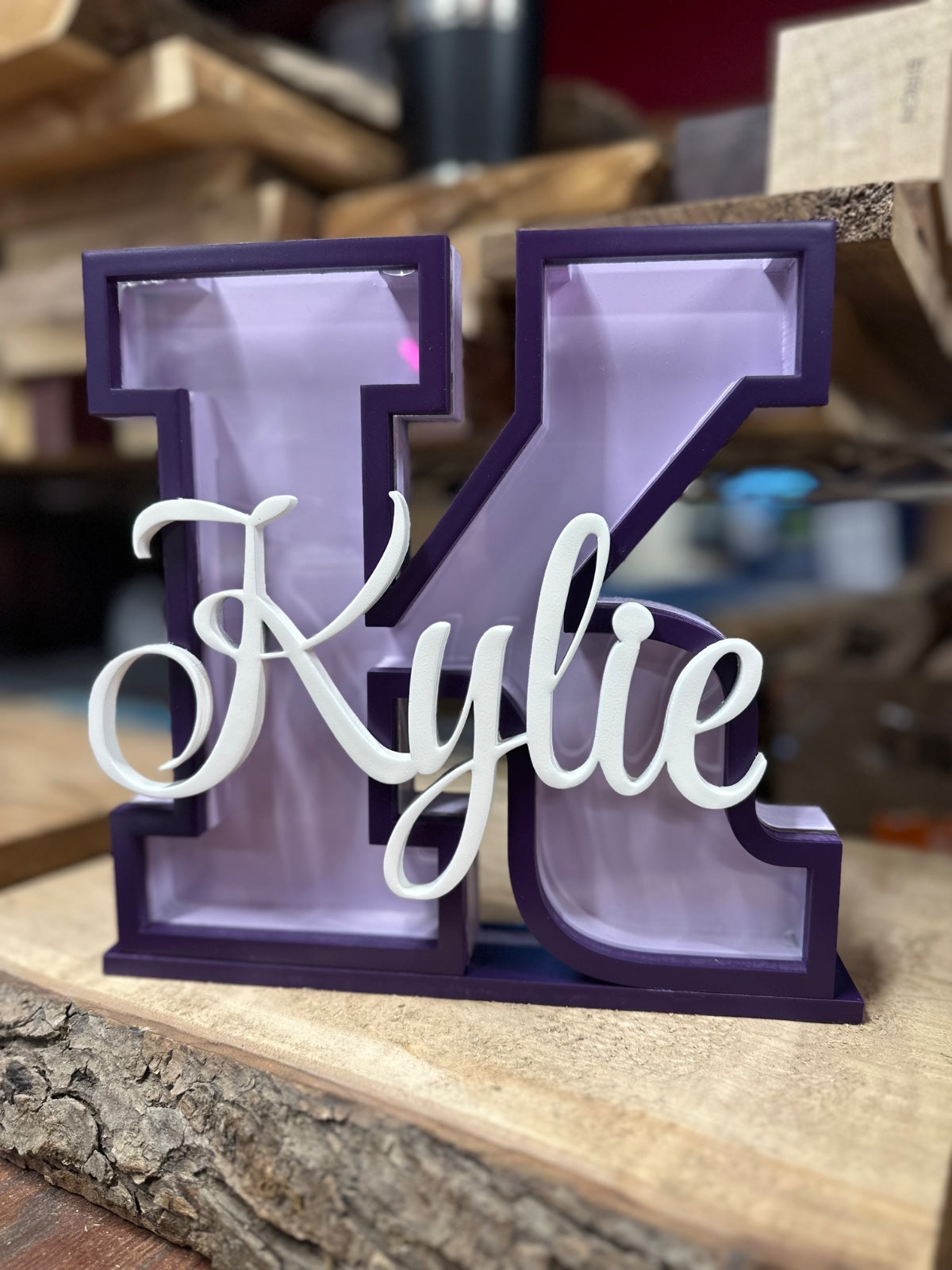 PERSONALIZED LETTER MONEY BANKS: WOODEN INITIAL COIN BANK WITH NAME 10” Tall